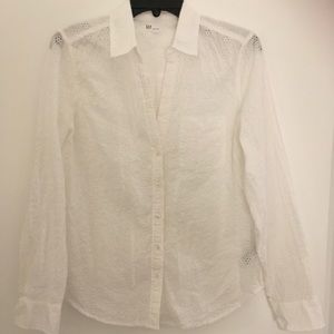 Eyelet long sleeve blouse